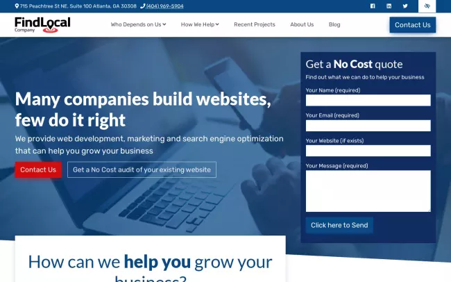 Screenshot of the Find Local Company Website