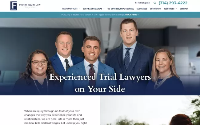 Screenshot of the Finney Injury Law Website