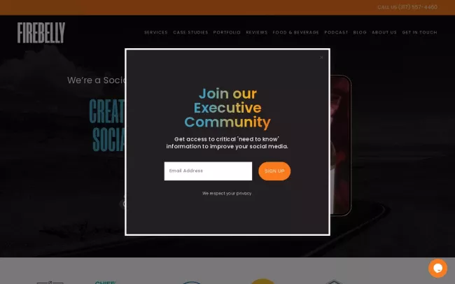 Screenshot of the Firebelly Website