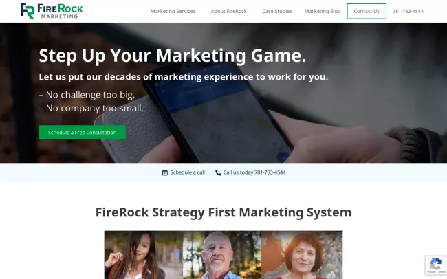 Screenshot of the FireRock Marketing Website