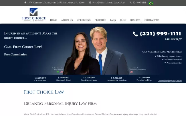 Screenshot of the First Choice Law Website
