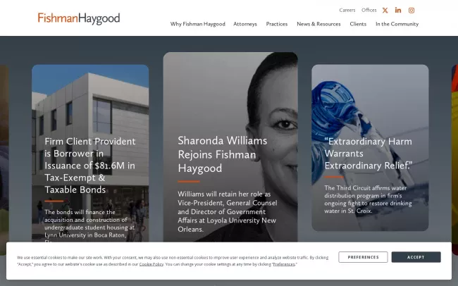 Screenshot of the Fishman Haygood LLP Website