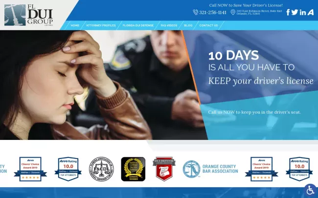Screenshot of the FL DUI Group Website