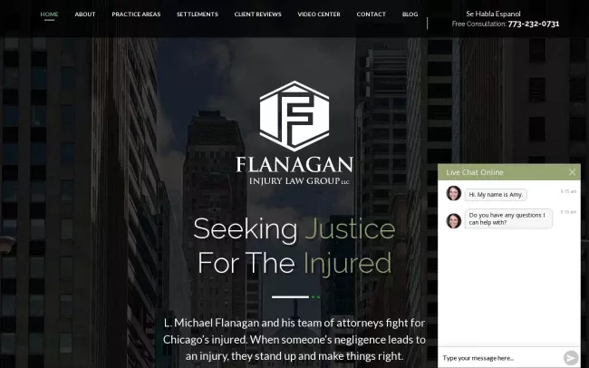 Screenshot of the Flanagan Injury Law Group, LLC Website