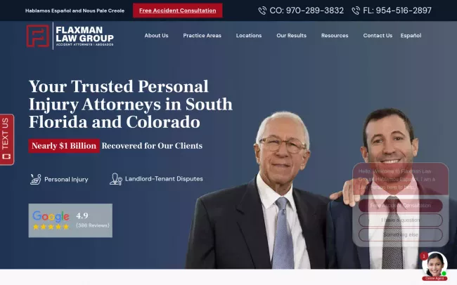 Screenshot of the Flaxman Law Group Website