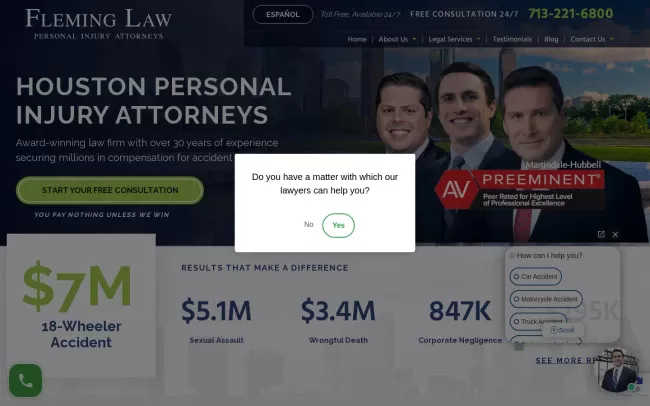 Screenshot of the Fleming Law Website