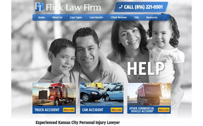 Screenshot of the Flick Law Firm Car & Truck Accident Law Website