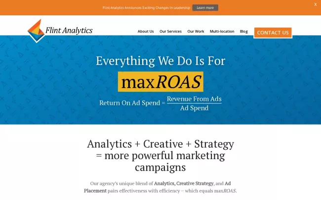 Screenshot of the Flint Analytics Website