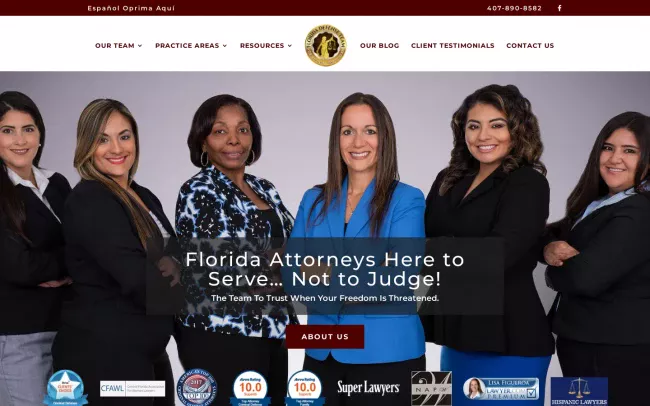 Screenshot of the Florida Defense Team Website