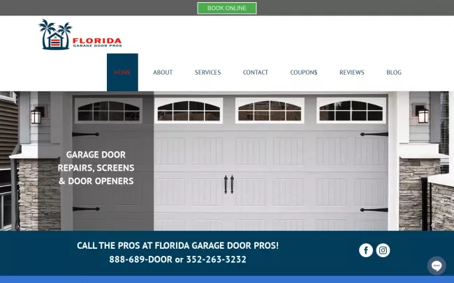 Screenshot of the Florida Garage Door Pros Website