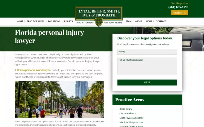 Screenshot of the Lytal, Reiter, Smith, Ivey & Fronrath - West Palm Beach, FL Office Website