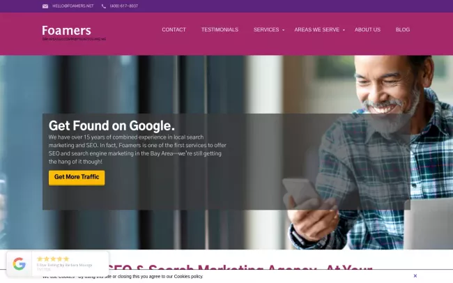 Screenshot of the Foamers Website
