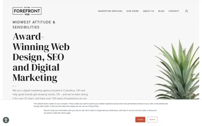 Screenshot of the ForeFront Web Website