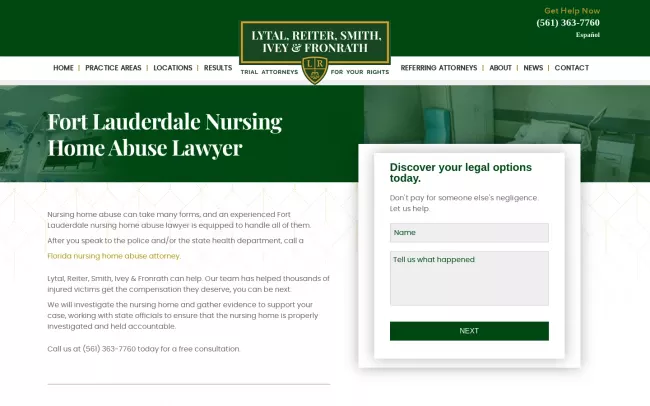 Screenshot of the Lytal, Reiter, Smith, Ivey & Fronrath Website