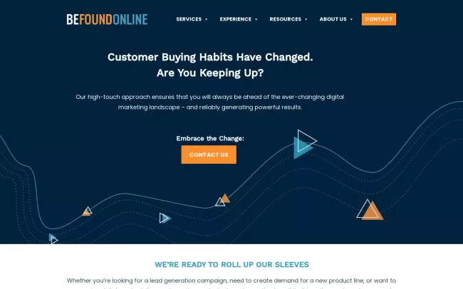 Screenshot of the Be Found Online Website