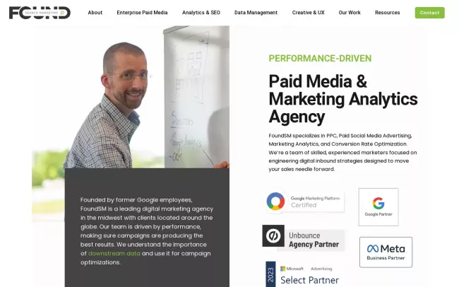 Screenshot of the Found Search Marketing, Inc Website