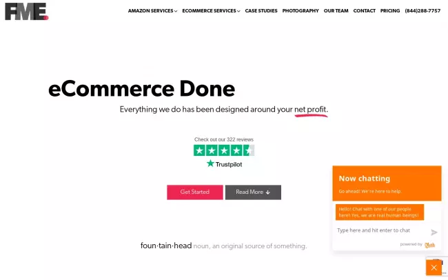 Screenshot of the FountainheadME - Amazon + eCommerce Management Website