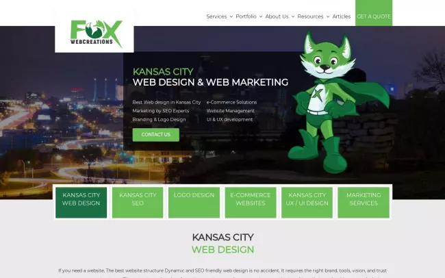 Screenshot of the Fox Web Creations Website