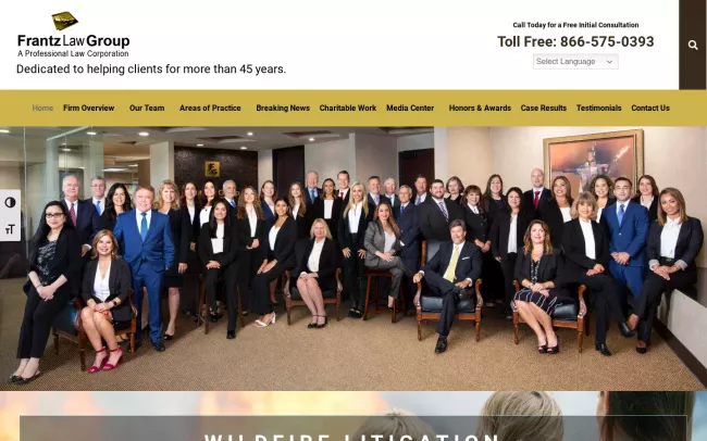 Screenshot of the Frantz Law Group, APLC Website