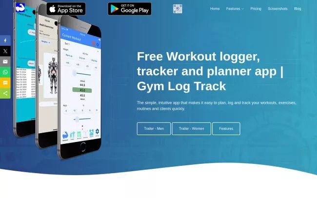 Screenshot of the GymLogTrack Website