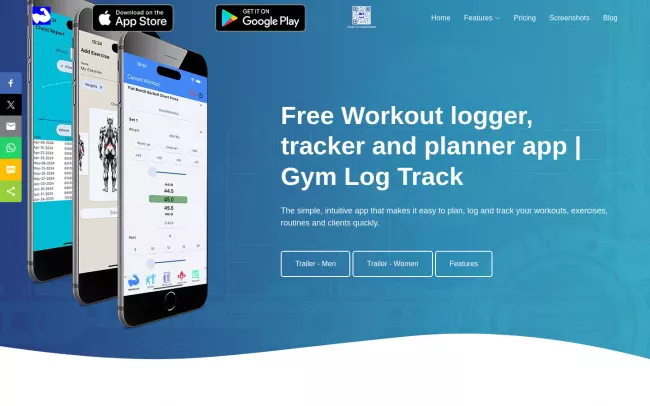 Screenshot of the GymLogTrack Website