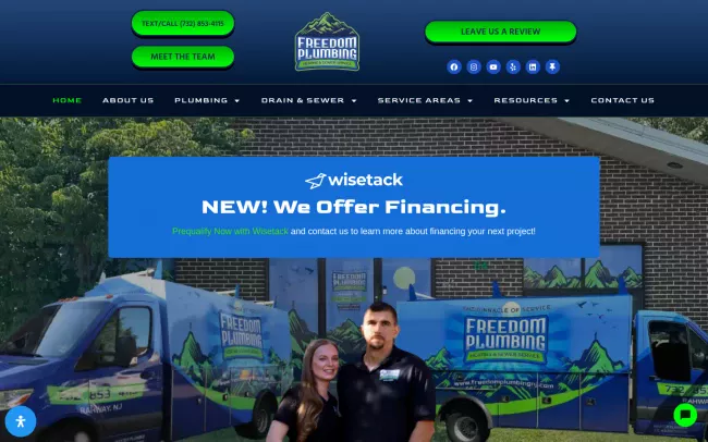 Screenshot of the Freedom Plumbing Heating and Sewer Service LLC Website