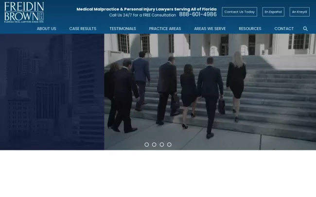 Screenshot of the Freidin Brown, P.A. Website