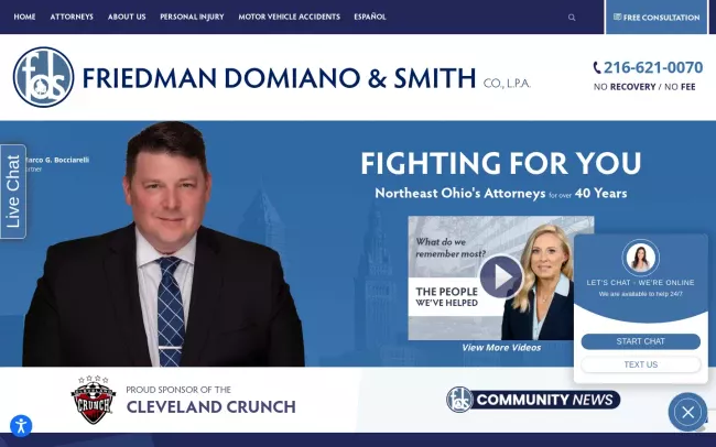 Screenshot of the Friedman, Domiano & Smith Co., L.P.A. Website