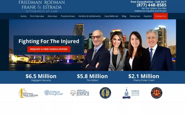 Screenshot of the Friedman Rodman Frank & Estrada - Law Office Website