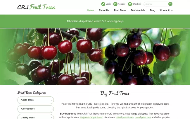 Screenshot of the Fruit-trees.com Website