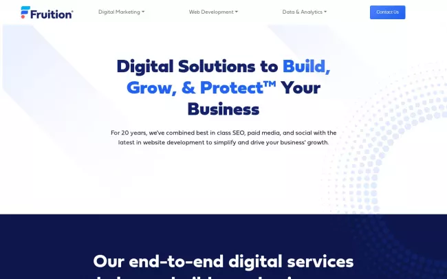Screenshot of the Fruition Website