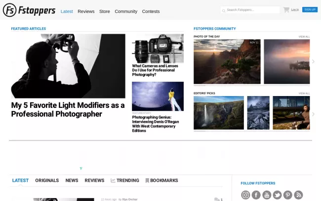 Screenshot of the Fstoppers Blog
