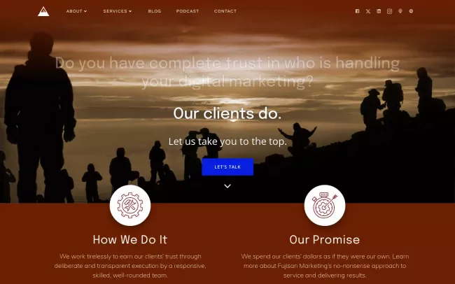 Screenshot of the Fujisan Marketing Website