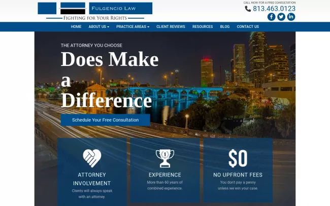 Screenshot of the Fulgencio Law Website