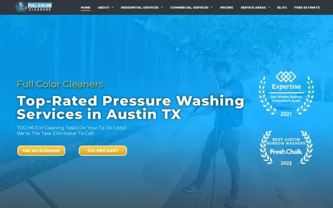 Screenshot of the Full Color Cleaners Website