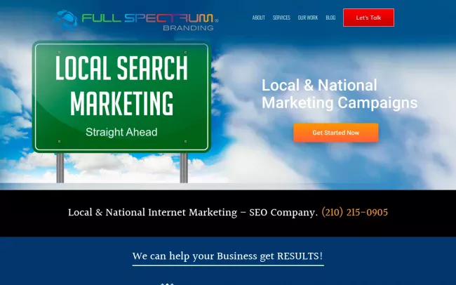 Screenshot of the Full Spectrum Branding LLC Website