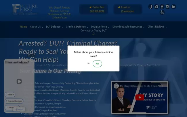 Screenshot of the Future First Criminal Law Website