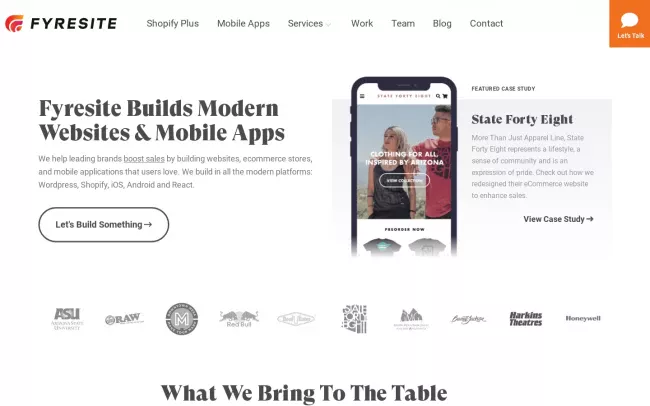Screenshot of the Fyresite Website