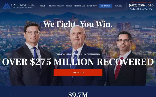 Screenshot of the Gage Mathers Law Group Website