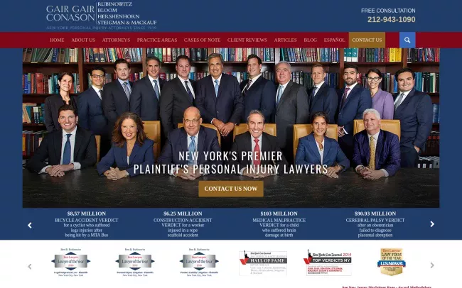 Screenshot of the Gair, Gair, Conason, Rubinowitz, Bloom, Hershenhorn, Steigman & Mackauf Website