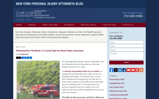 Screenshot of the Gair, Gair, Conason, Rubinowitz, Bloom, Hershenhorn, Steigman & Mackauf Website