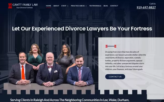 Screenshot of the Gantt Family Law Website