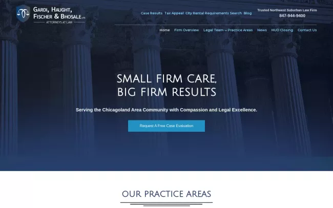Screenshot of the Gardi, Haught, Fischer, & Bhosale LTD. Website