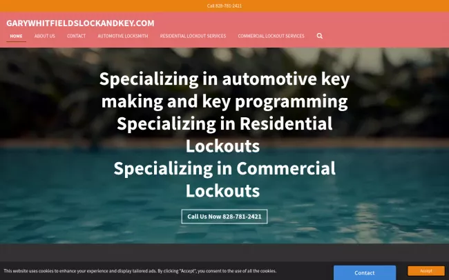 Screenshot of the Whitfield's Lock & Key Website