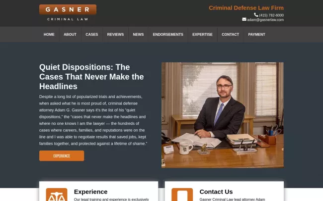 Screenshot of the Gasner Criminal Law Website