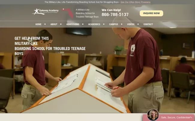 Screenshot of the Gateway Academy for Boys Website