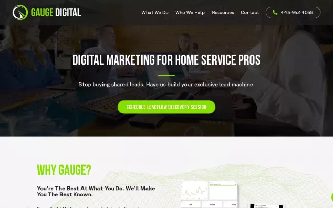 Screenshot of the Gauge Digital Media Website