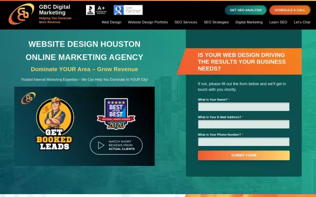 Screenshot of the GBC Digital Marketing Website