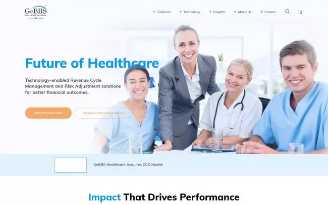 Screenshot of the GeBBS Healthcare Solutions Website