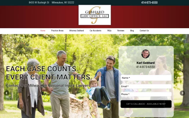 Screenshot of the Gebhard Law Office Website